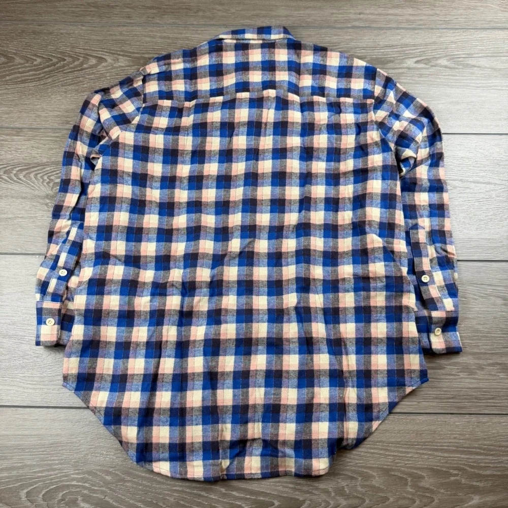 Madewell Womens Button Down Shirt Flannel Plaid Blue Pink XS NB548